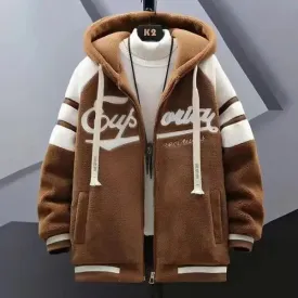 2023 Autumn and Winter New Fashion Trend Lamb Cashmere Coat Men's Casual Loose Comfortable Thick Warm Large Size Jacket M-8XL