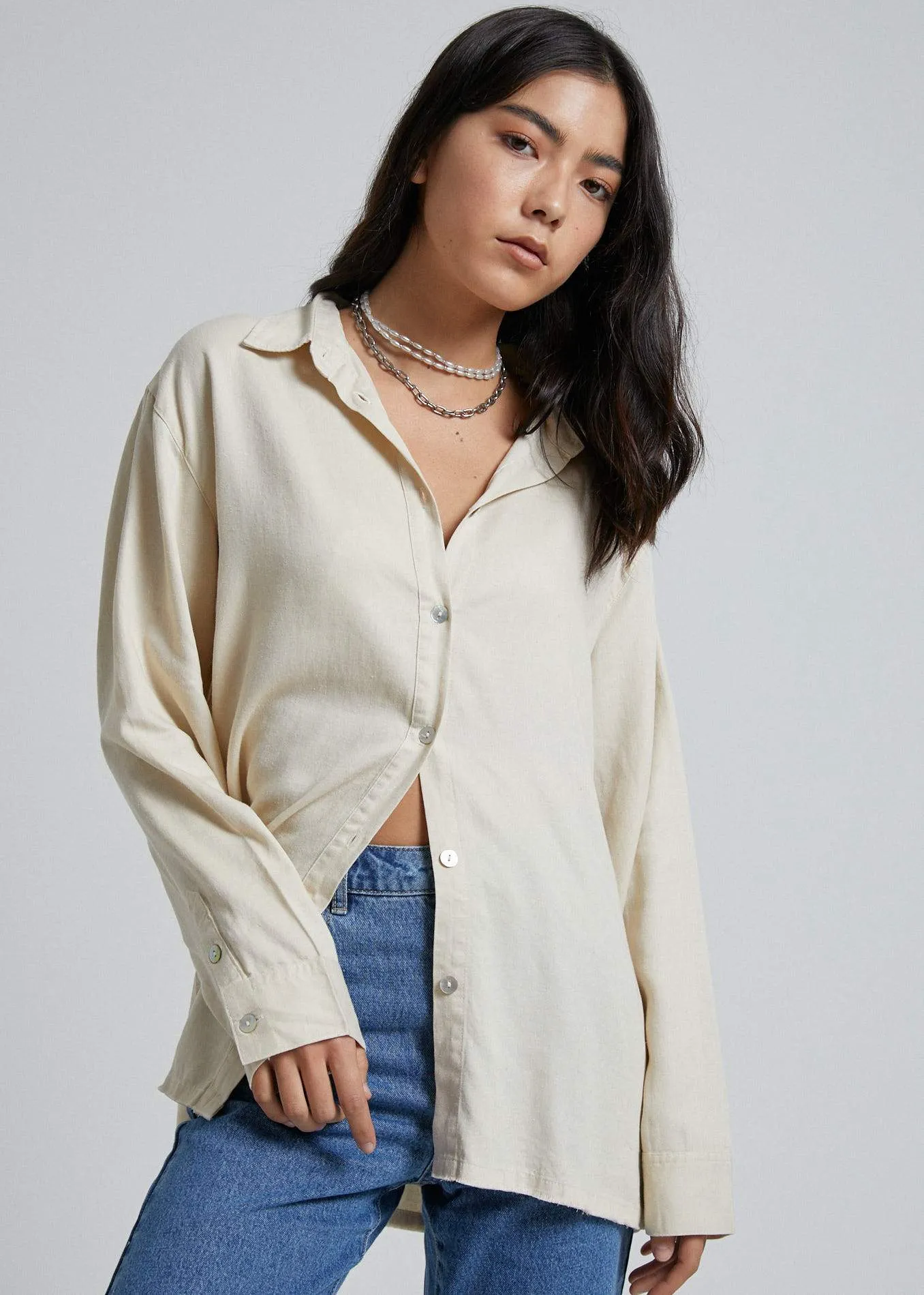 Afends Womens Uma - Hemp Raw Cut Shirt - Macadamia
