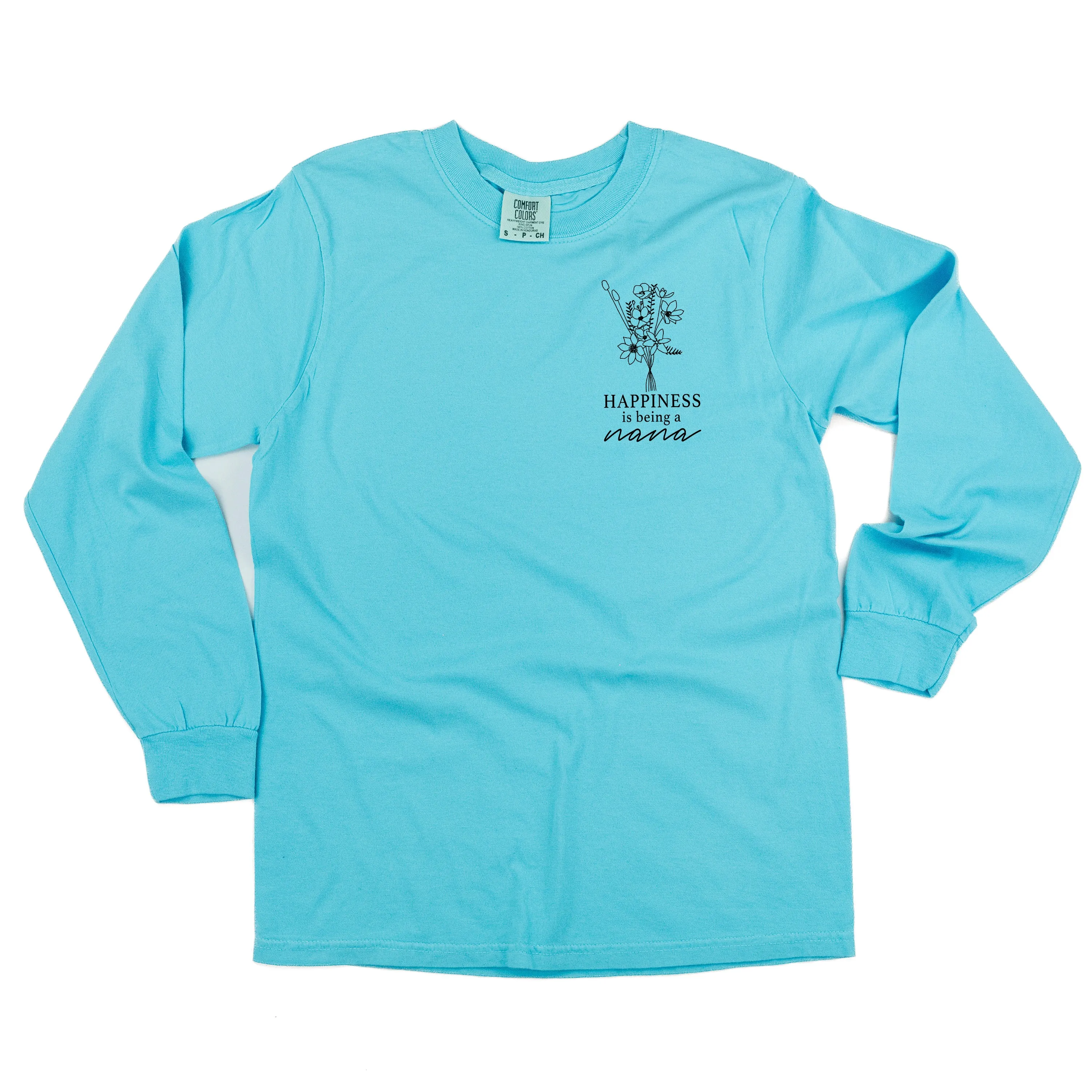 Bouquet Style - Happiness is Being a NANA - LONG SLEEVE COMFORT COLORS TEE