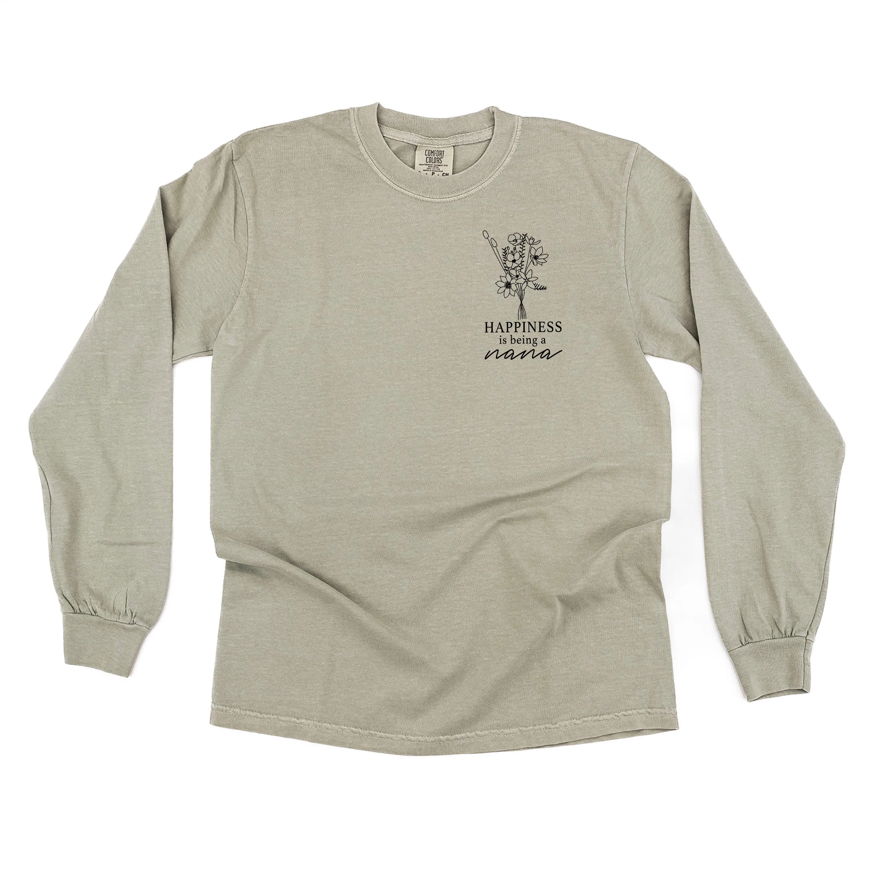 Bouquet Style - Happiness is Being a NANA - LONG SLEEVE COMFORT COLORS TEE