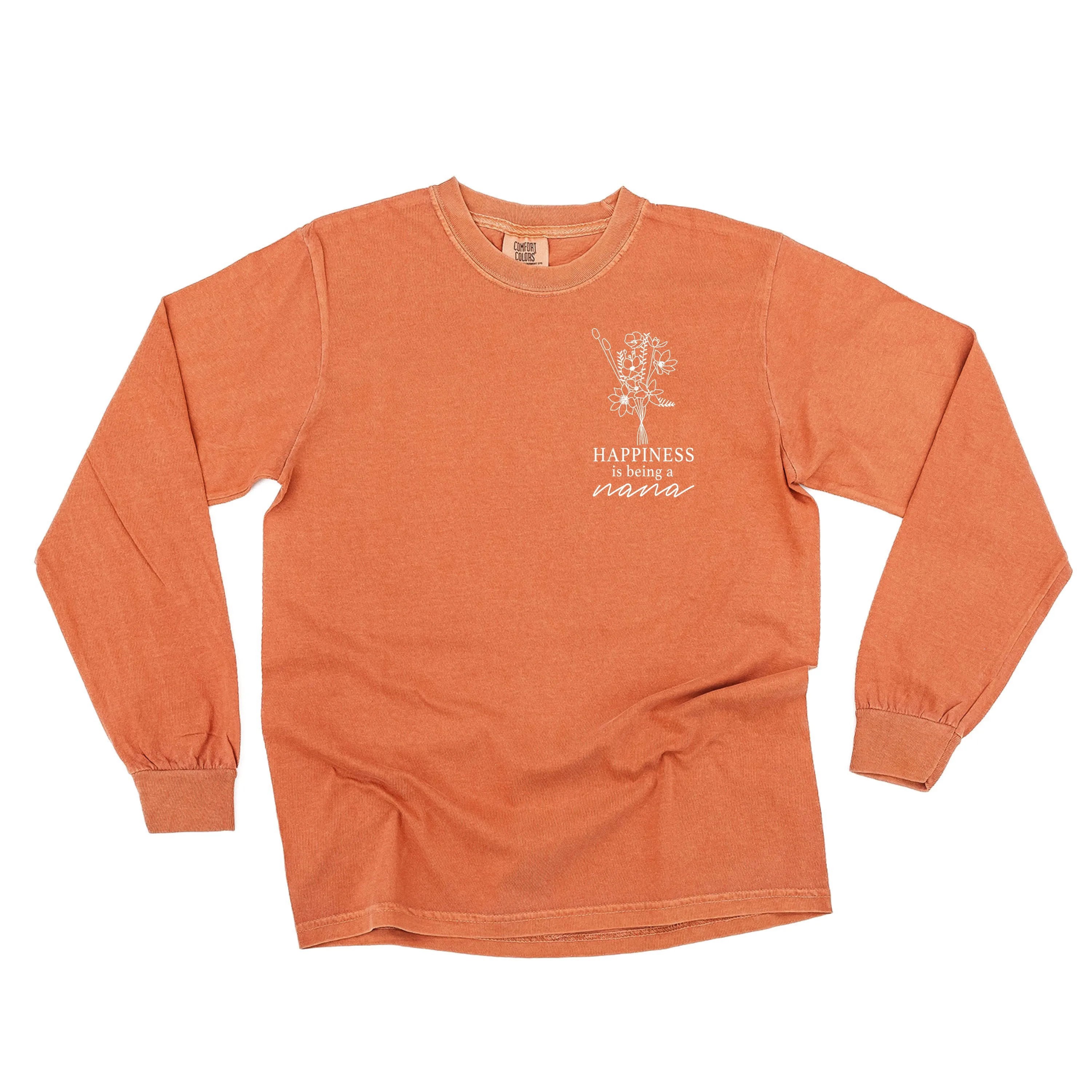 Bouquet Style - Happiness is Being a NANA - LONG SLEEVE COMFORT COLORS TEE