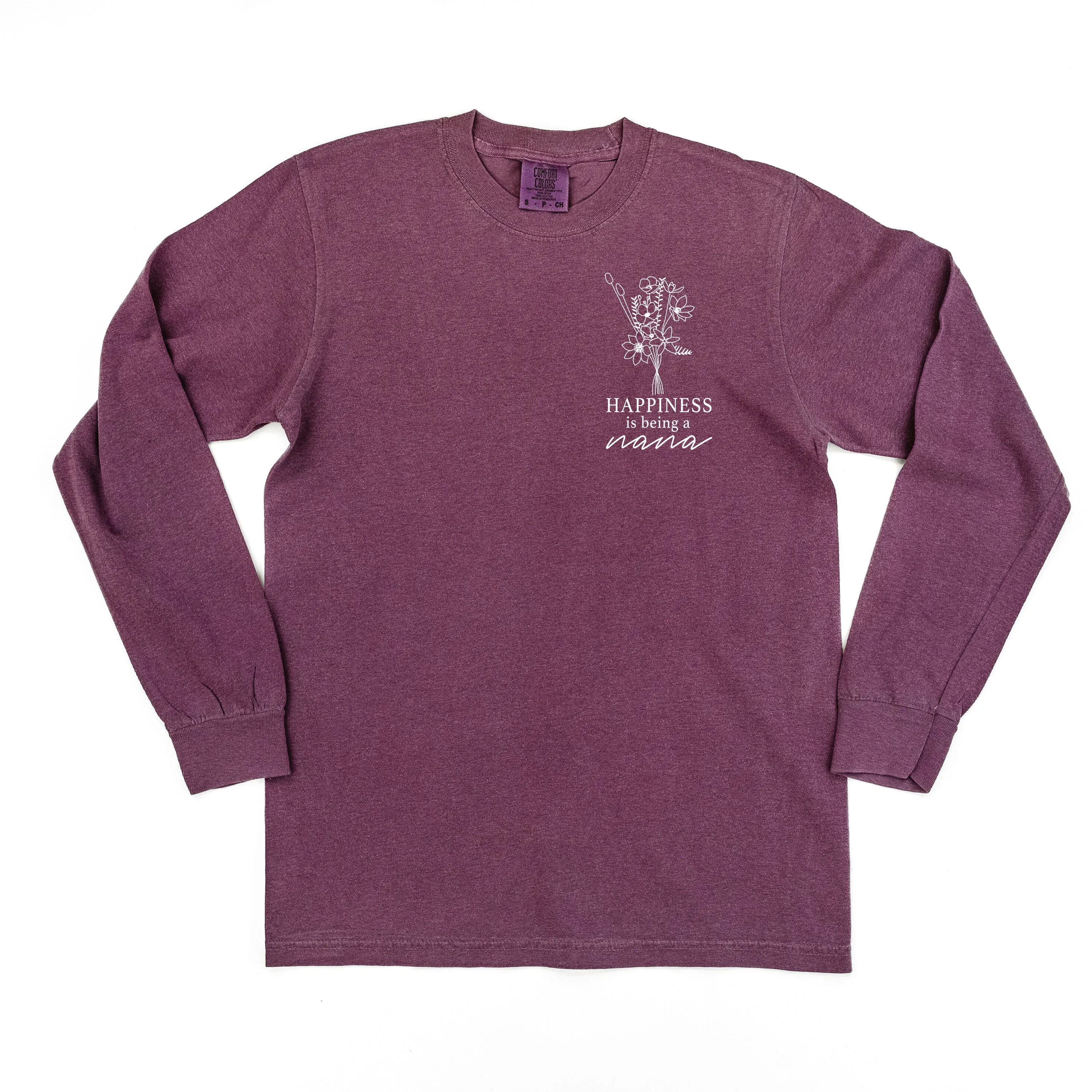 Bouquet Style - Happiness is Being a NANA - LONG SLEEVE COMFORT COLORS TEE