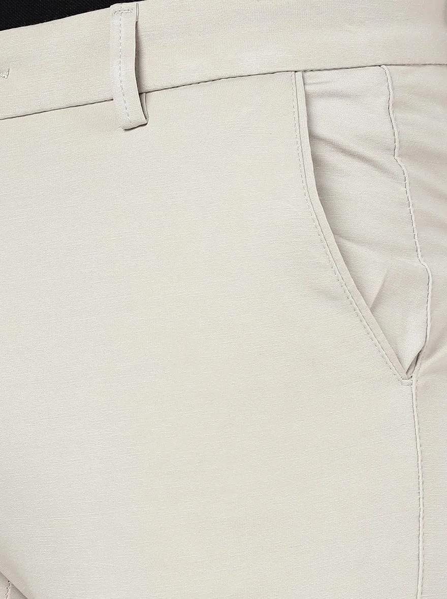 Cream Solid Venice Fit Casual Trouser | JadeBlue