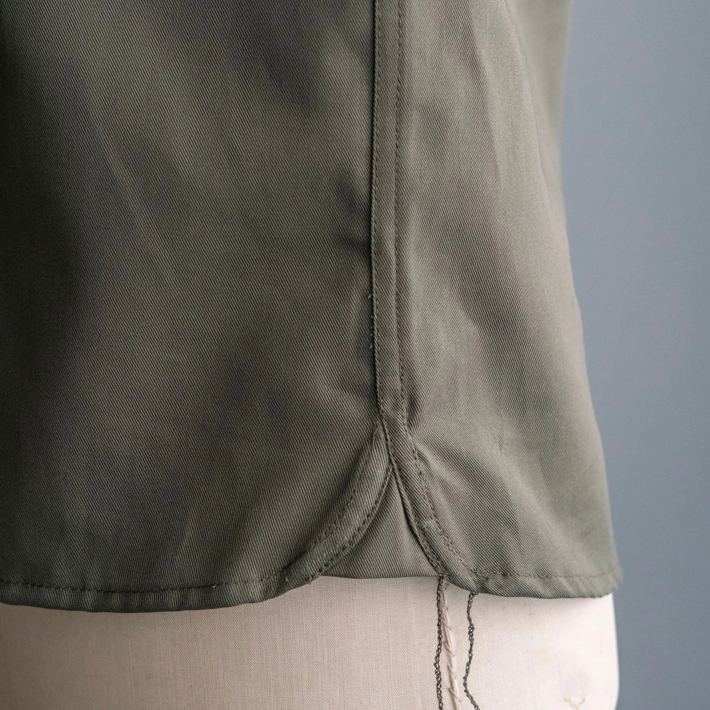Denim Button Down Shirt Yoshiwa Olive 8oz Twill