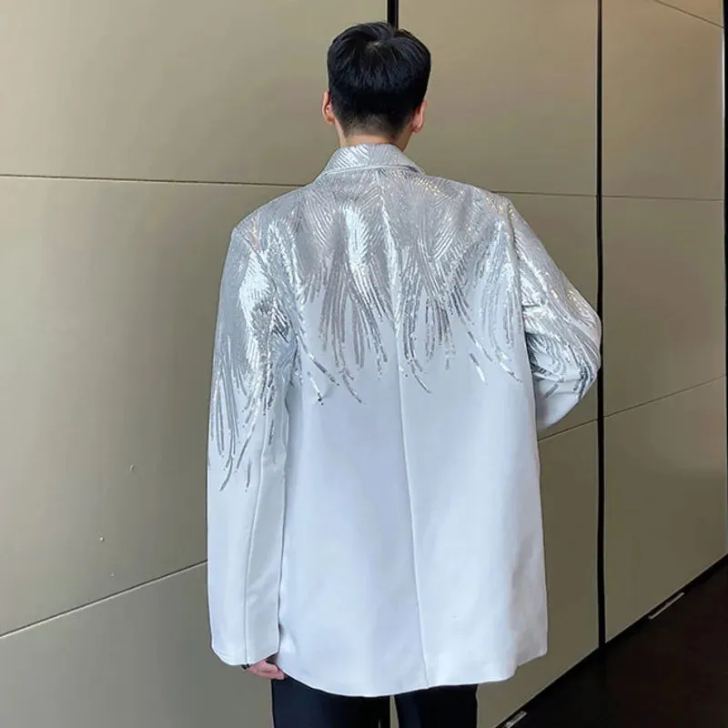 Heavy Craft Embroidery Sequin Trend Casual Men's Blazer Autumn Fashion fit Jacket Streetwear Suit Coat 9Y9245
