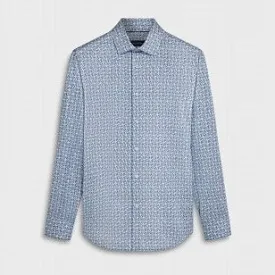 James Geometric OoohCotton Shirt in Air Blue by Bugatchi