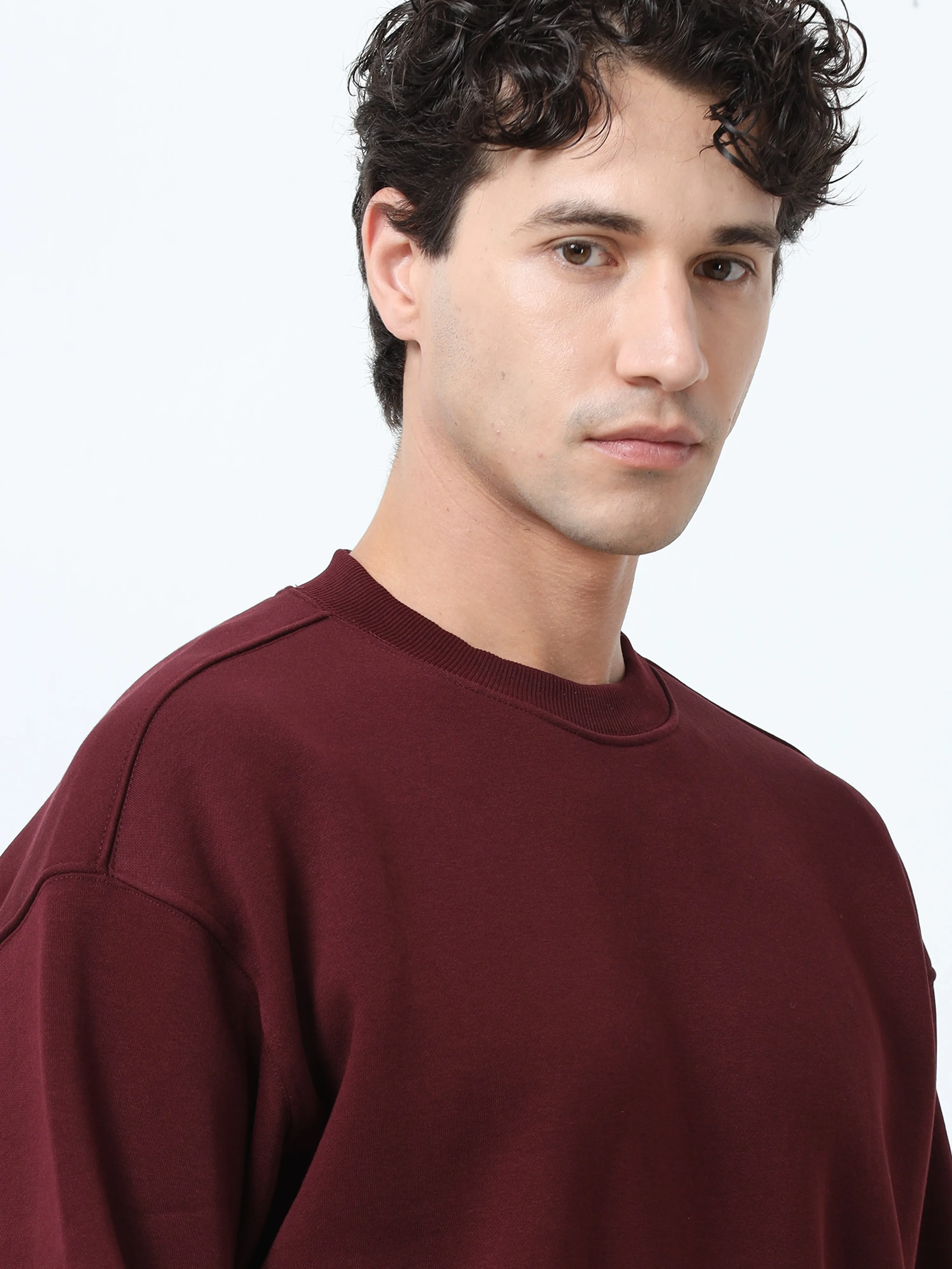 Lalo - Ribbed Plain Sweatshirt - Burgundy