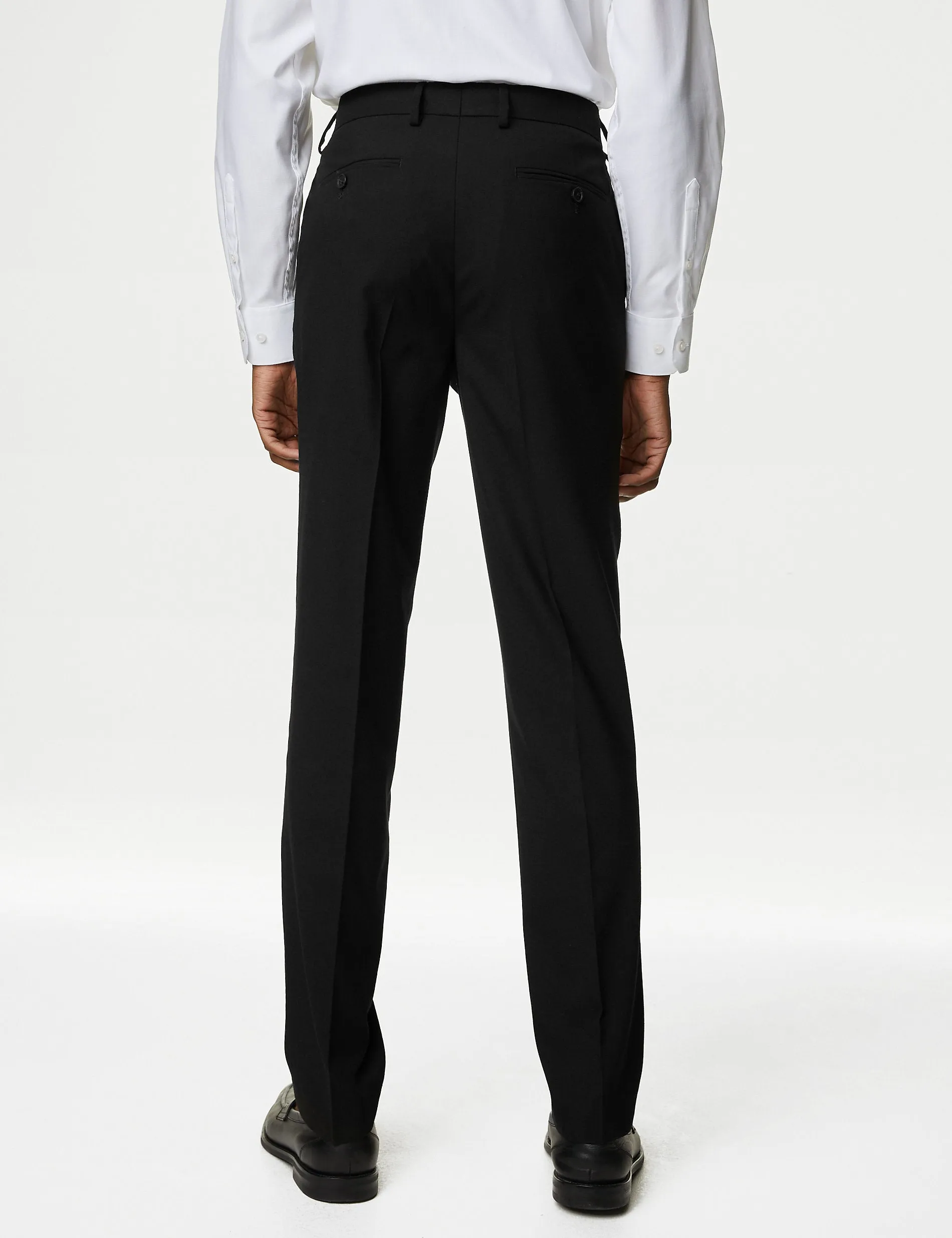 Marks & Spencer Slim Fit Stretch Flat Front Trousers, Black