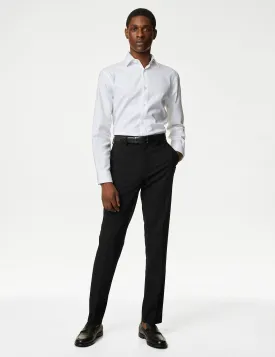 Marks & Spencer Slim Fit Stretch Flat Front Trousers, Black
