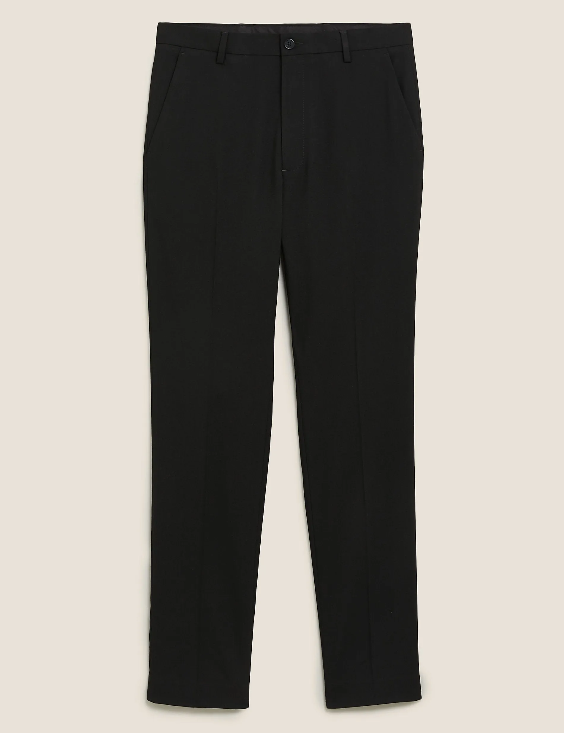 Marks & Spencer Slim Fit Stretch Flat Front Trousers, Black