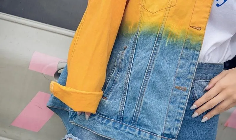 Ombre Gradient Distressed Denim Jacket | Millennials