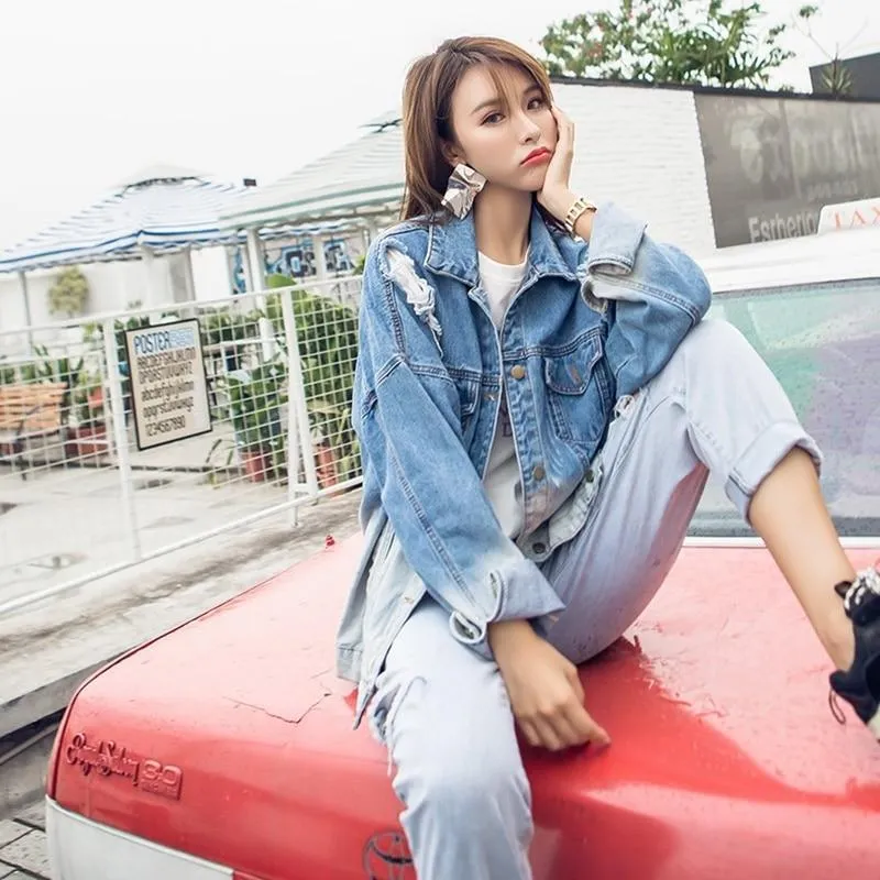 Ombre Gradient Distressed Denim Jacket | Millennials