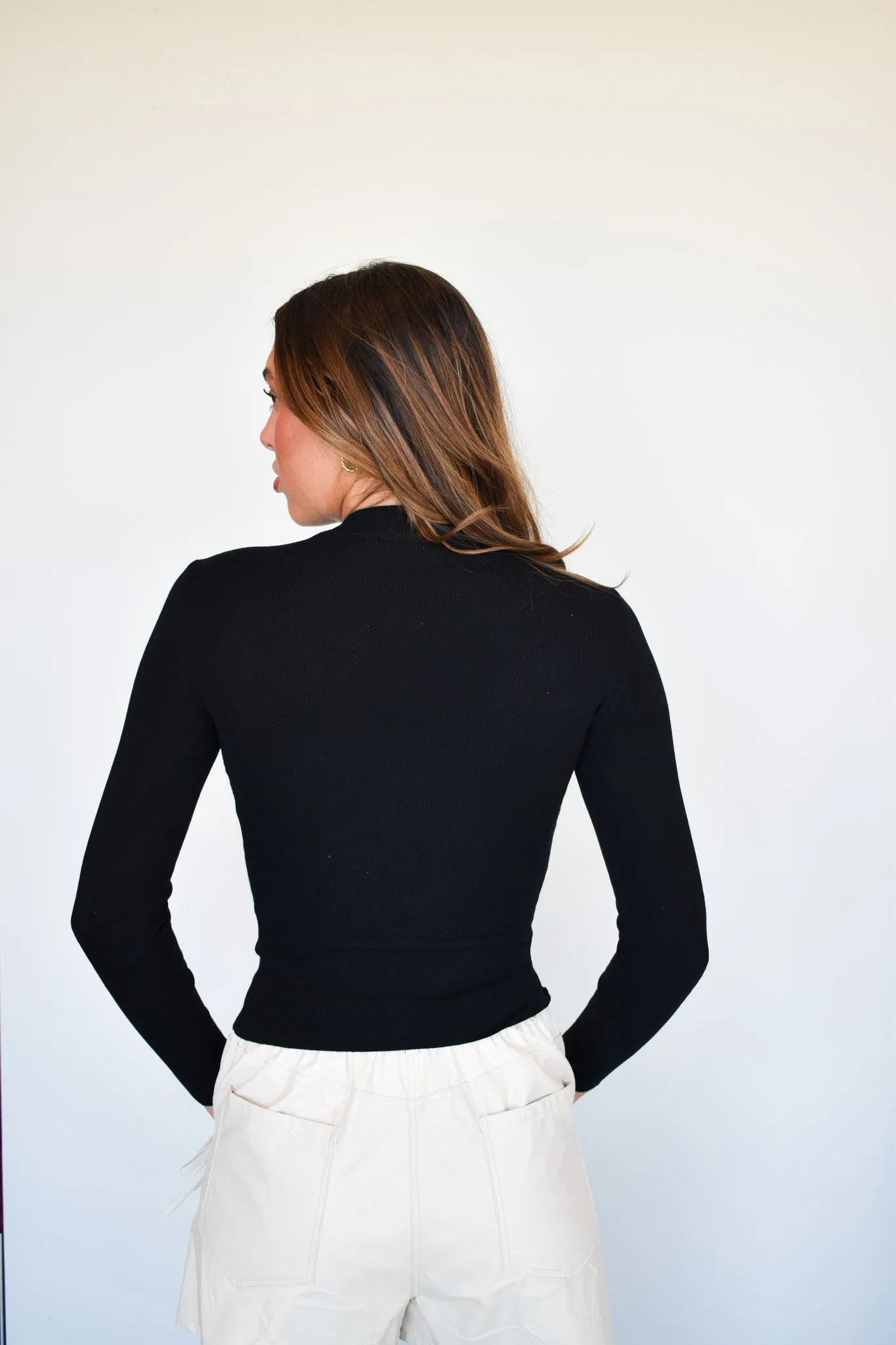 She's Classic Mock Neck Long Sleeve- Black