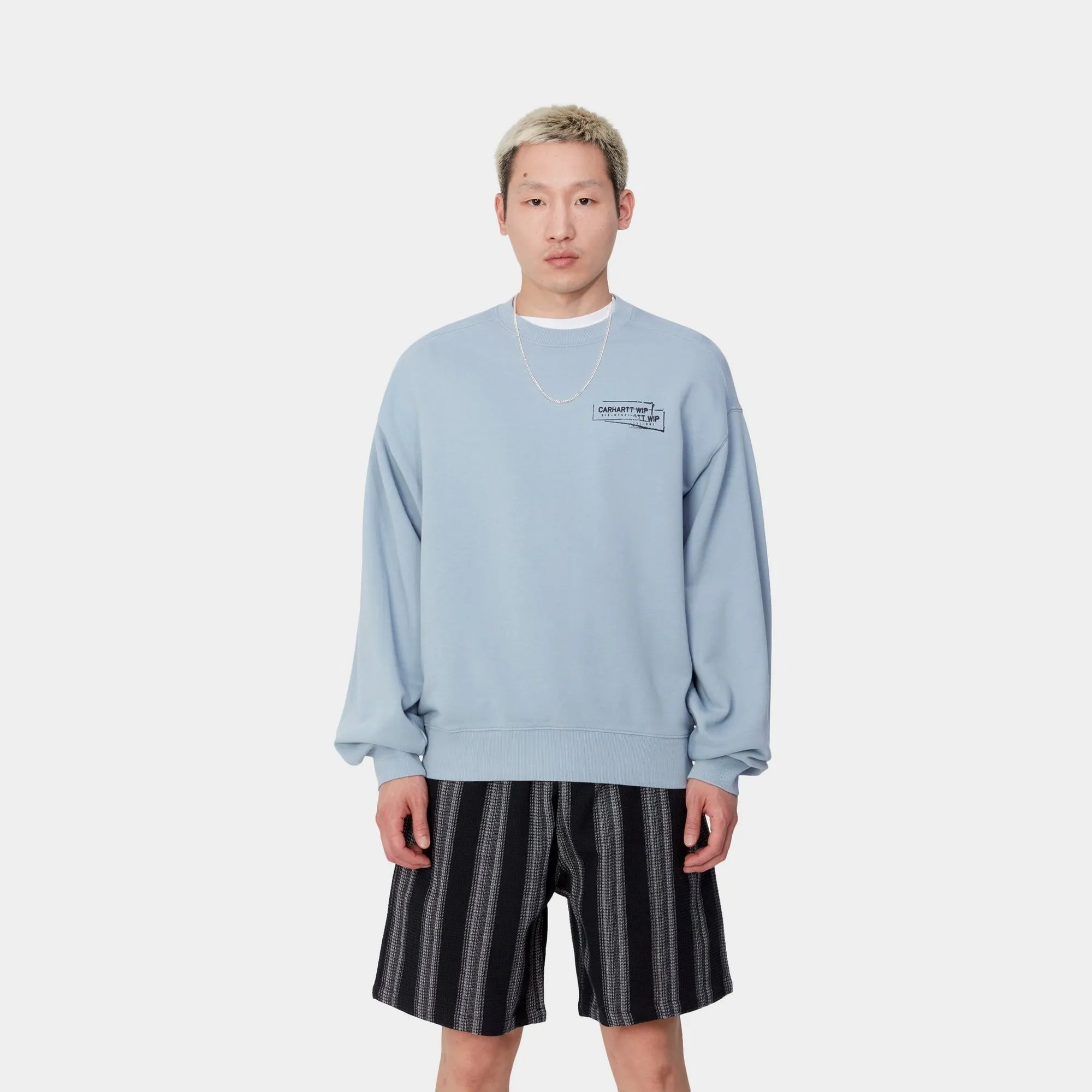 Stamp Sweat | Misty Sky / Black (stone washed)
